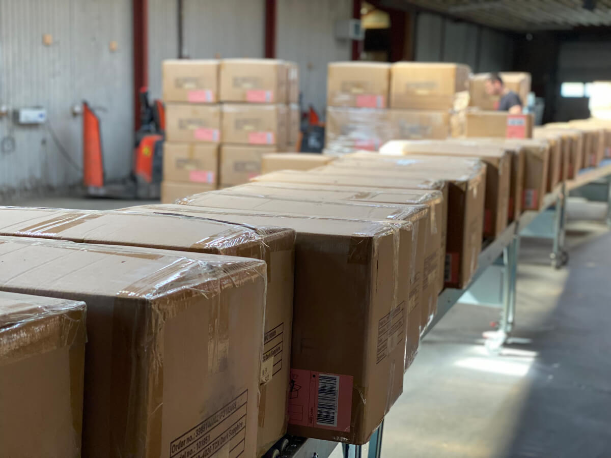 Conveyor belt at HT Transport warehouse